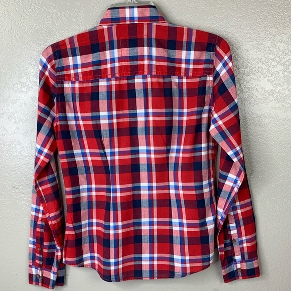 Girls Abercrombie Red Plaid Button Front Shirt Size XL - Picture 2 of 7